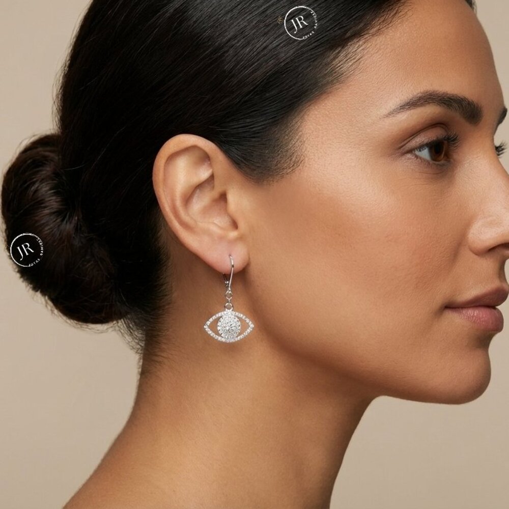 925 Silver Eye Earrings · Protection Symbol · Sparkling CZ · Feminine Jewelry.